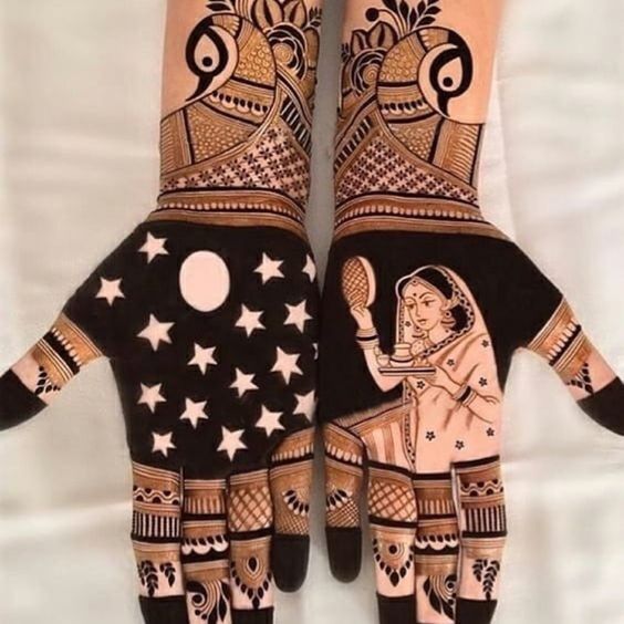 negative mehndi design for karva chauth