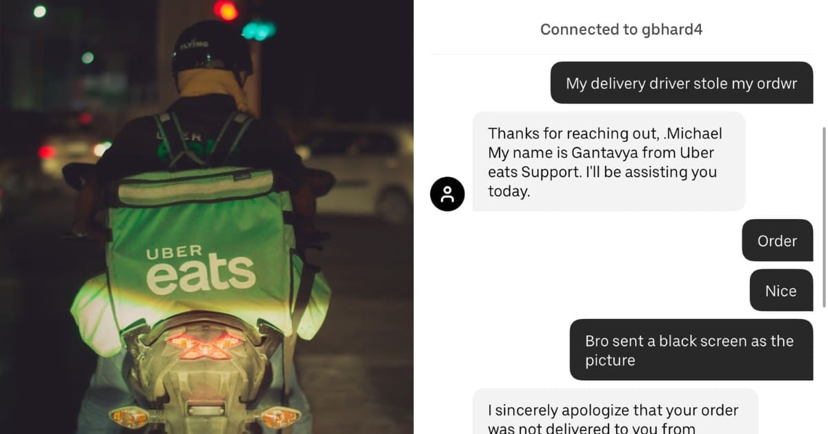 Customer Says Delivery Agent Stole His Food uber eats