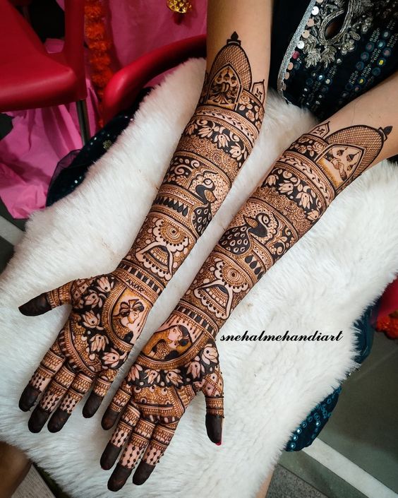 Full hand bride groom mehndi design