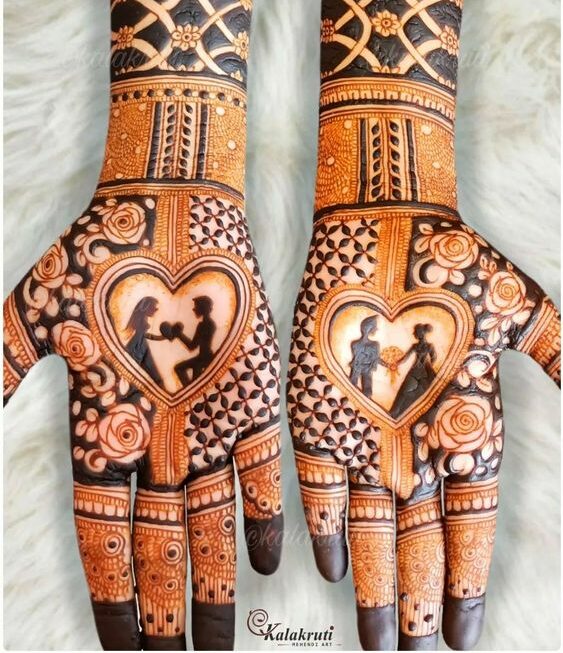 Heart mehndi design for engagement