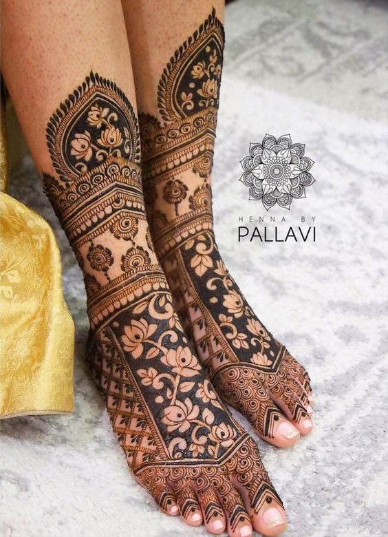 Lotus motif foot mehndi design