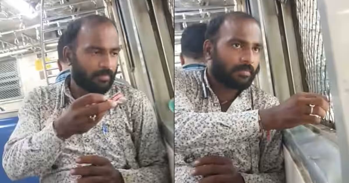 Man throws guthka packet from train