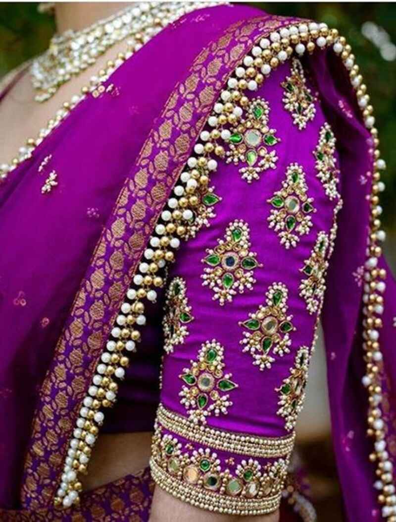 Mirror-detailing-marriage-bridal-maggam-work-blouse-designs