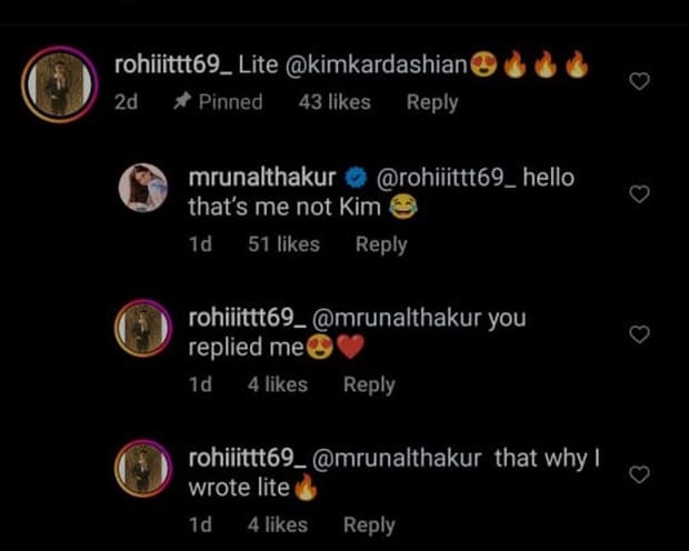 Mrunal Thakur reply - Kim Kardashian