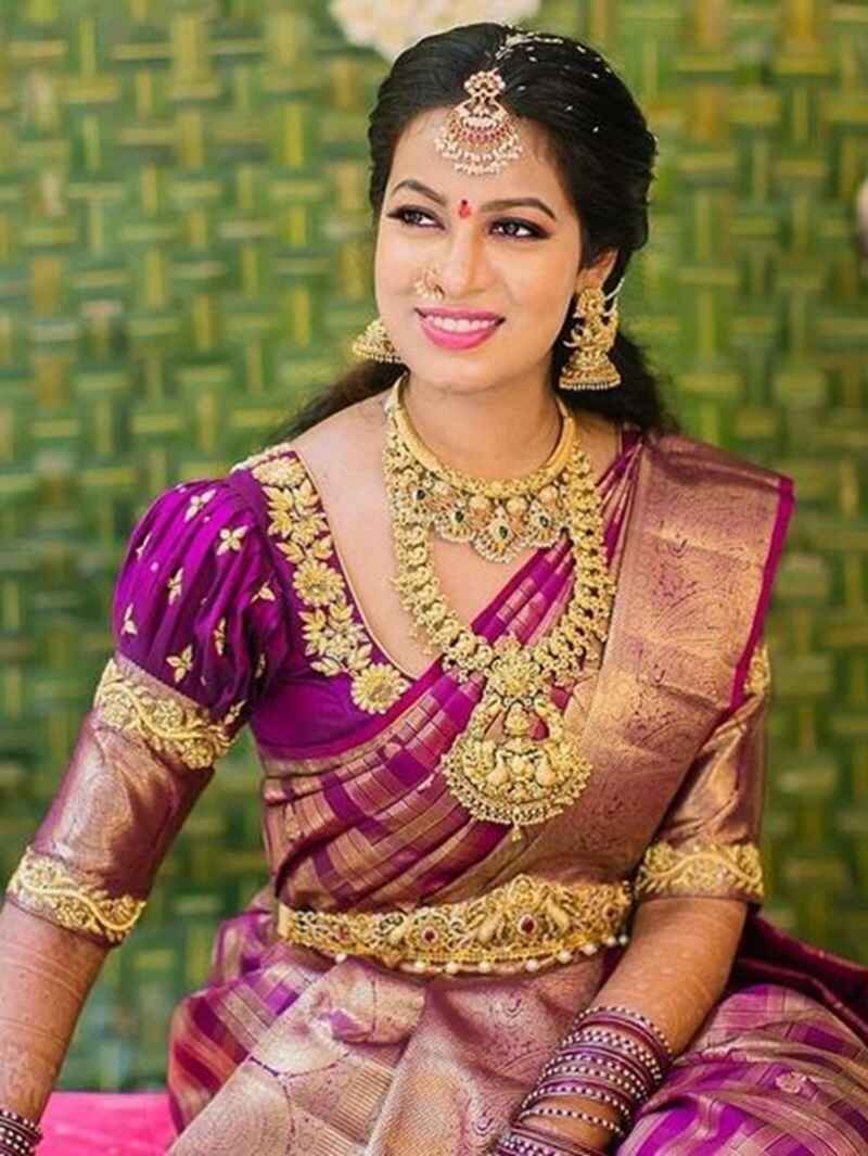 Silk-puff-sleeves-marriage-bridal-maggam-work-blouse-designs