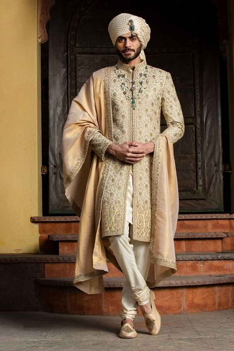 Traditional-gold-embroidered-sherwani-for-groom