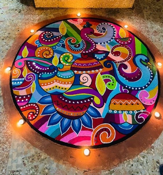 colorful rangoli art 2024 