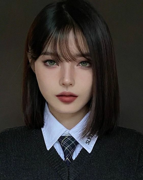 short hair cut for girls with wispy bangs