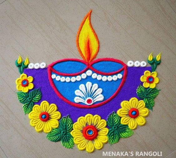 simple diya rangoli design