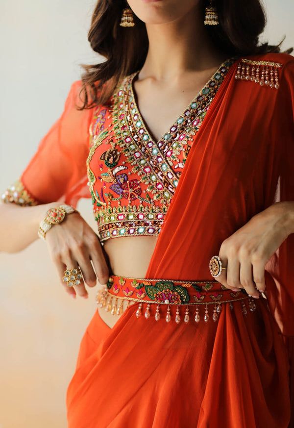 Aari work on chiffon