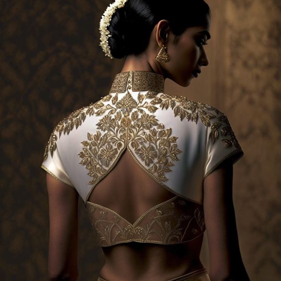 Chic golden hued blouse with chinese collar