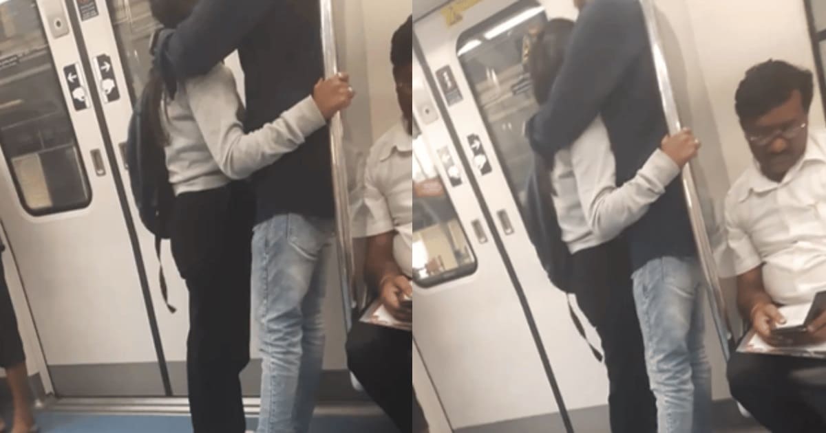 Couple Kissing Bengaluru Metro