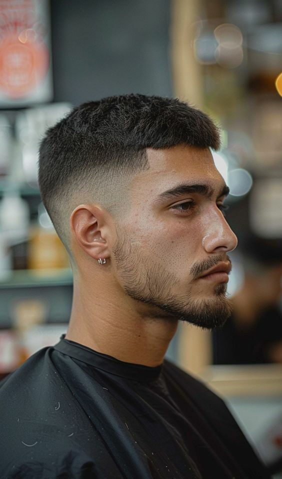 Crew cut with medium fade