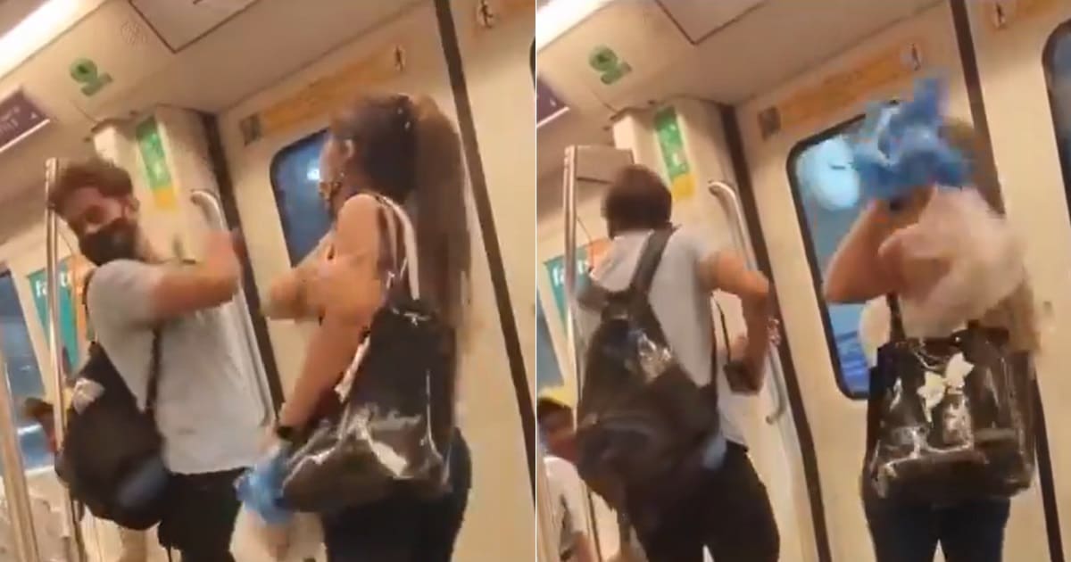 Delhi metro couple slap each other