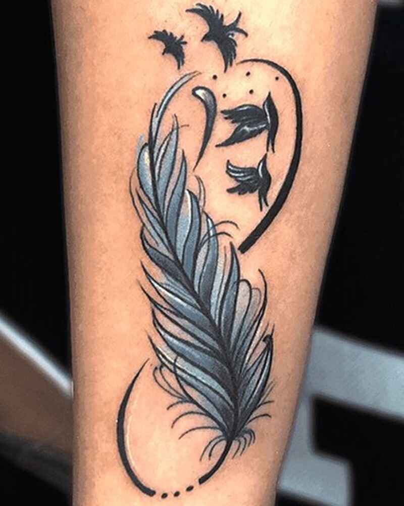 Feather-with-birds-simple-tattoos-for-girls