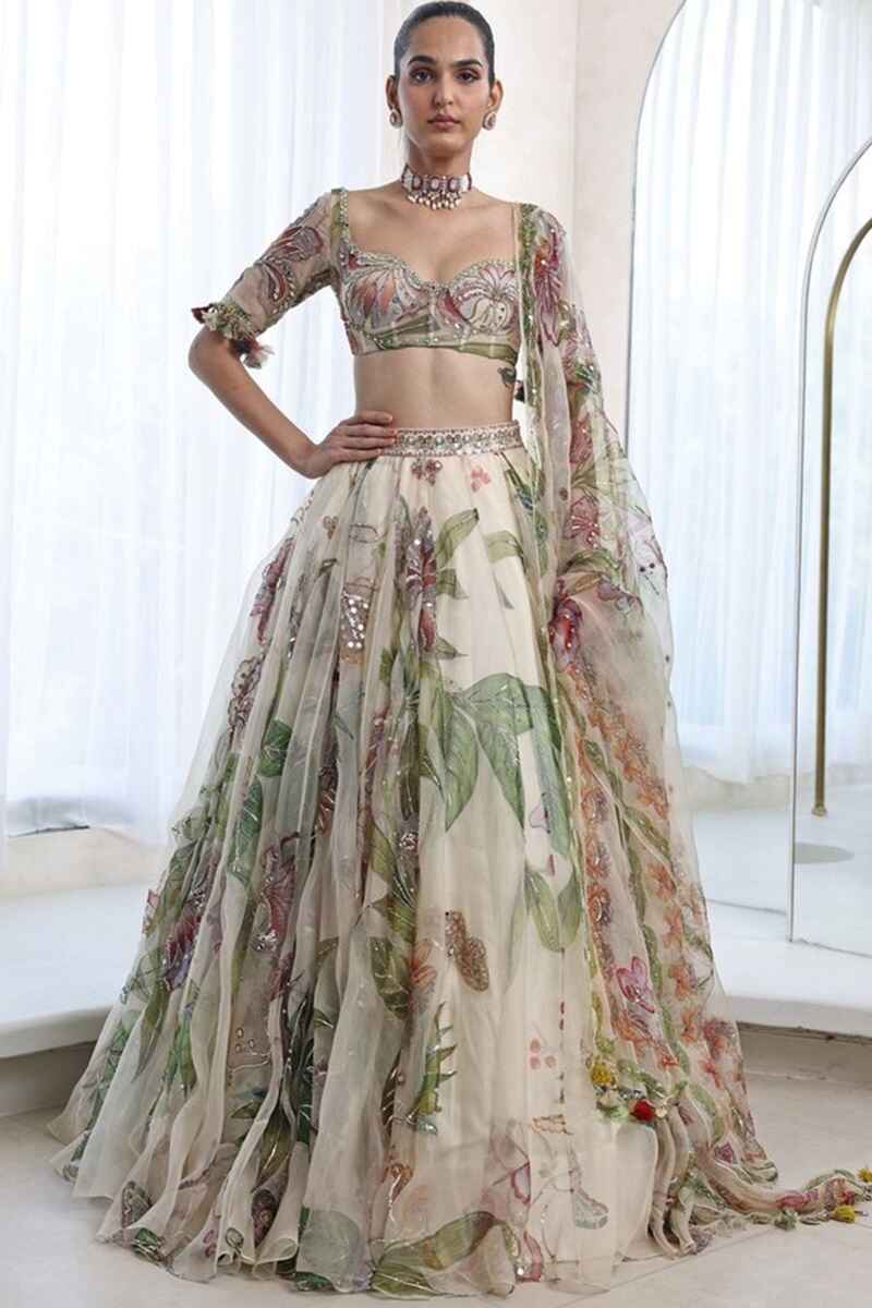 Floral-printed-organza-wedding-blouse-designs