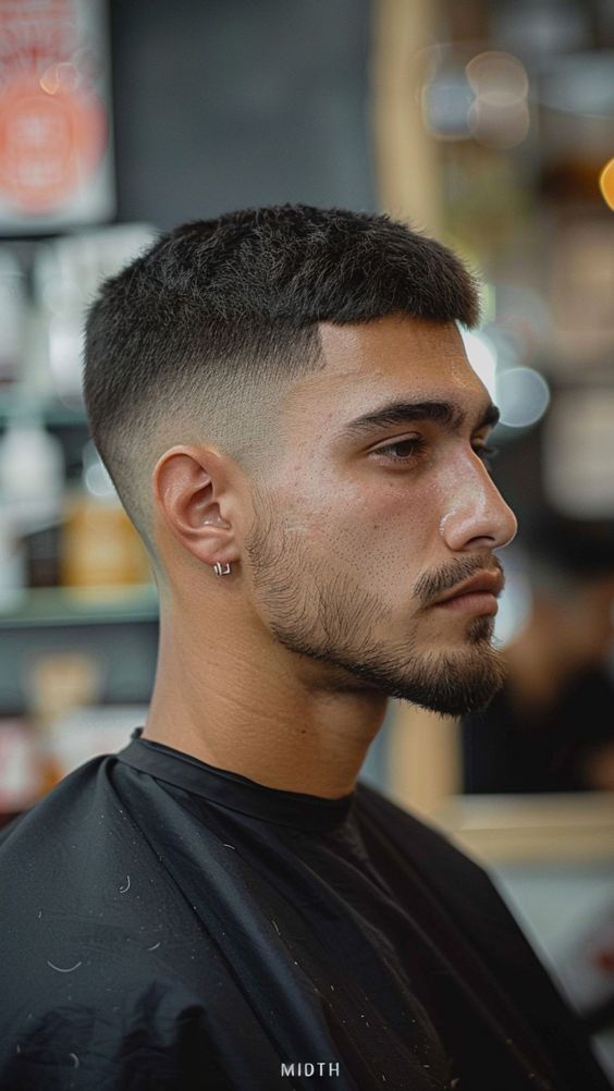 Mid fade with a cropped top