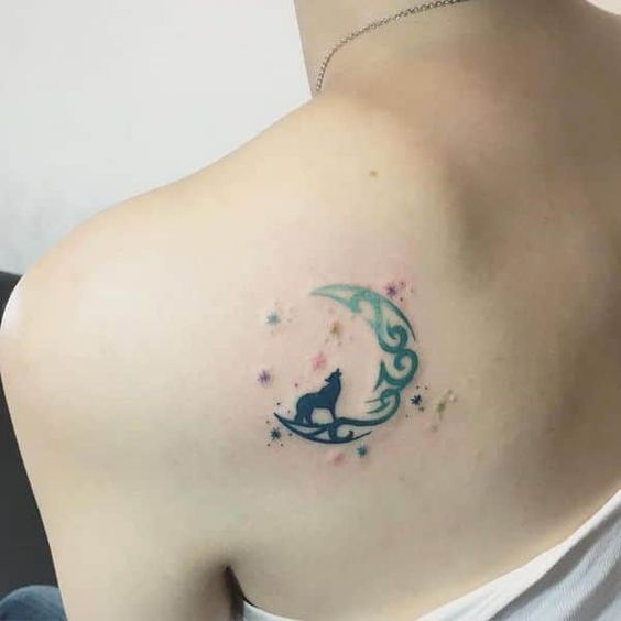 Moon shoulder tattoo