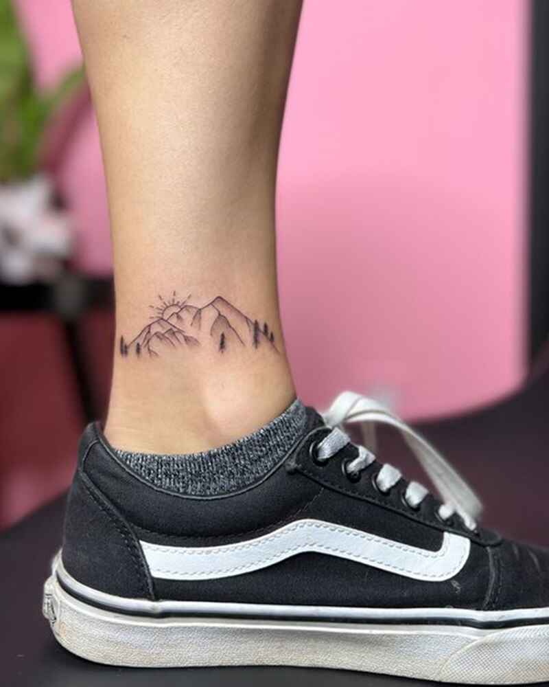 Mountain-tattoo-idea-for-ankle-simple-tattoos-for-girls