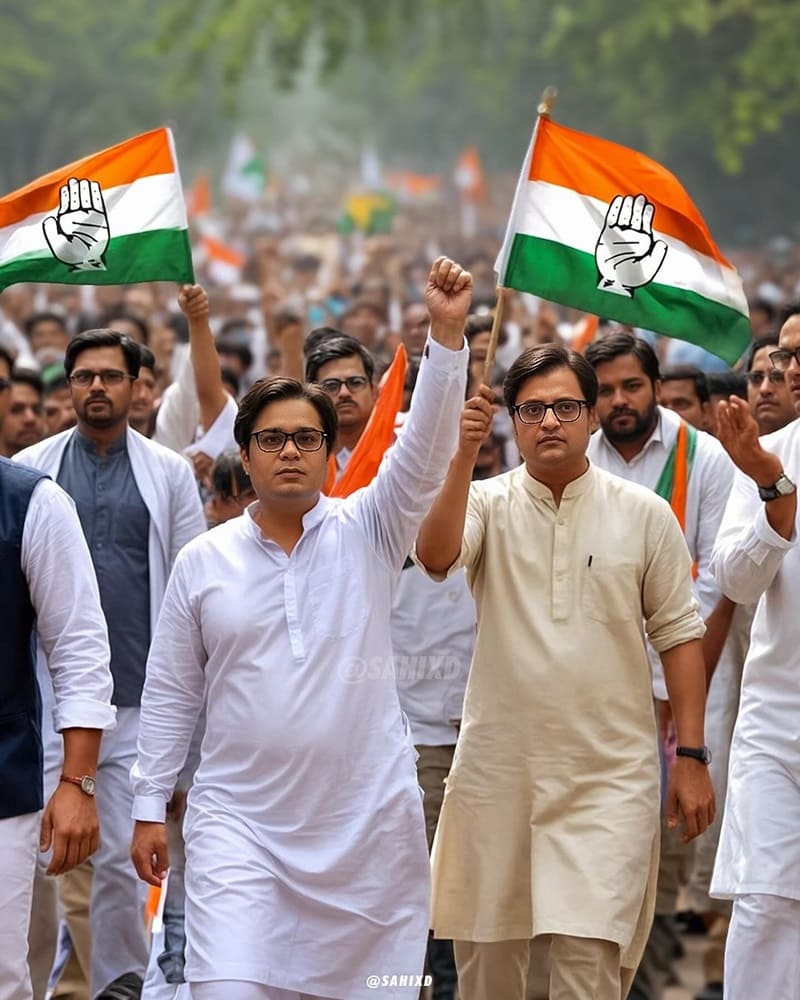 News Anchor Amish Devgan and Arnab Goswami rallying for Congress