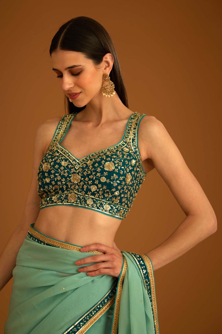 Opal green chiffon blouse