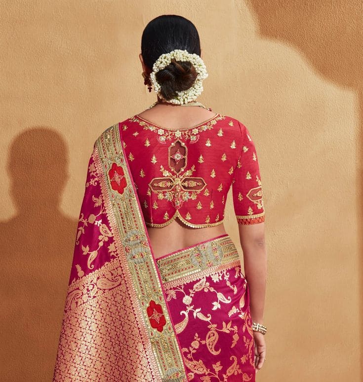 Red blouse with aari needlework