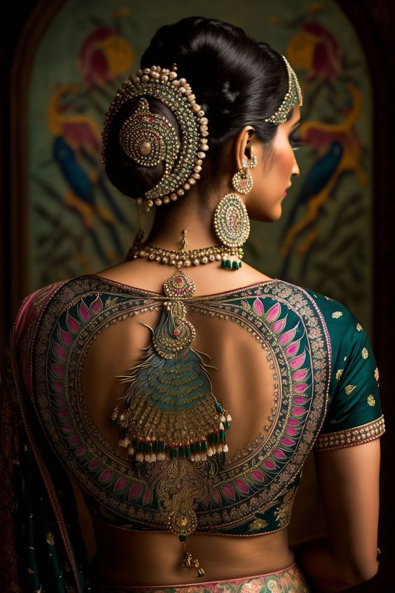 Regal peacock blouse for wedding
