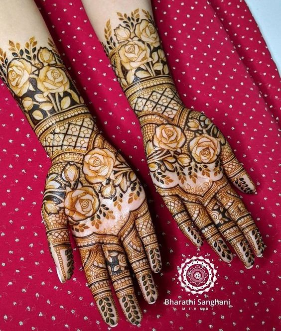 Rose jharokha henna design