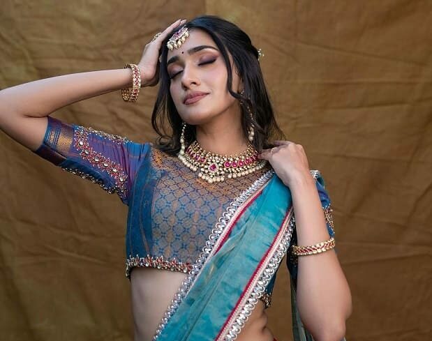 Royal blue kundan banarasi blouse