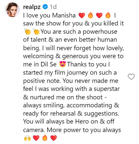 Preity Zinta on Manisha Koirala