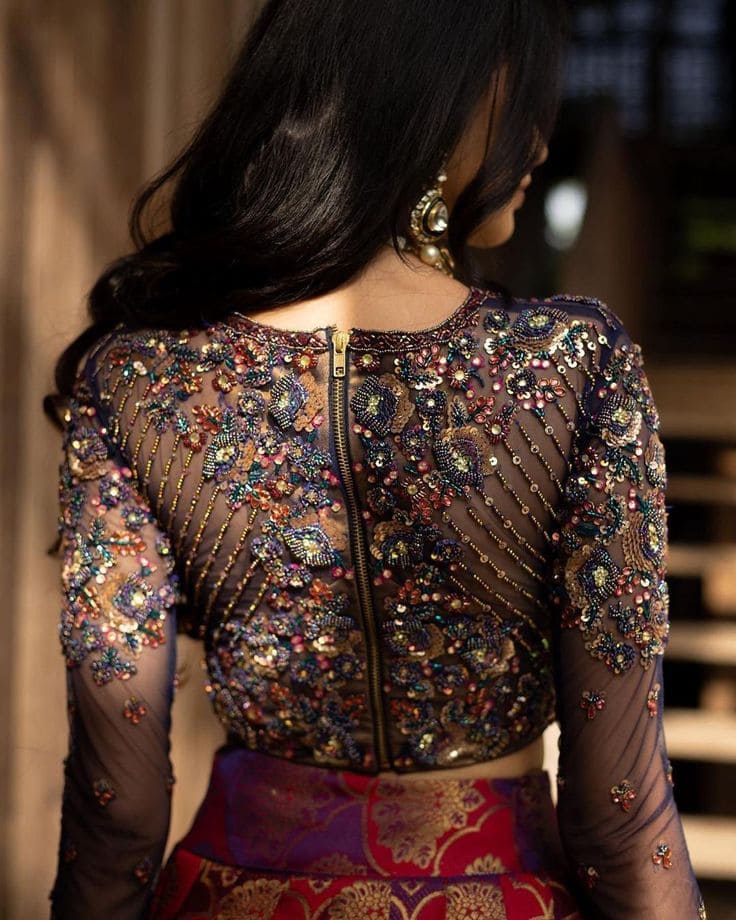 Sequined sheer blouse