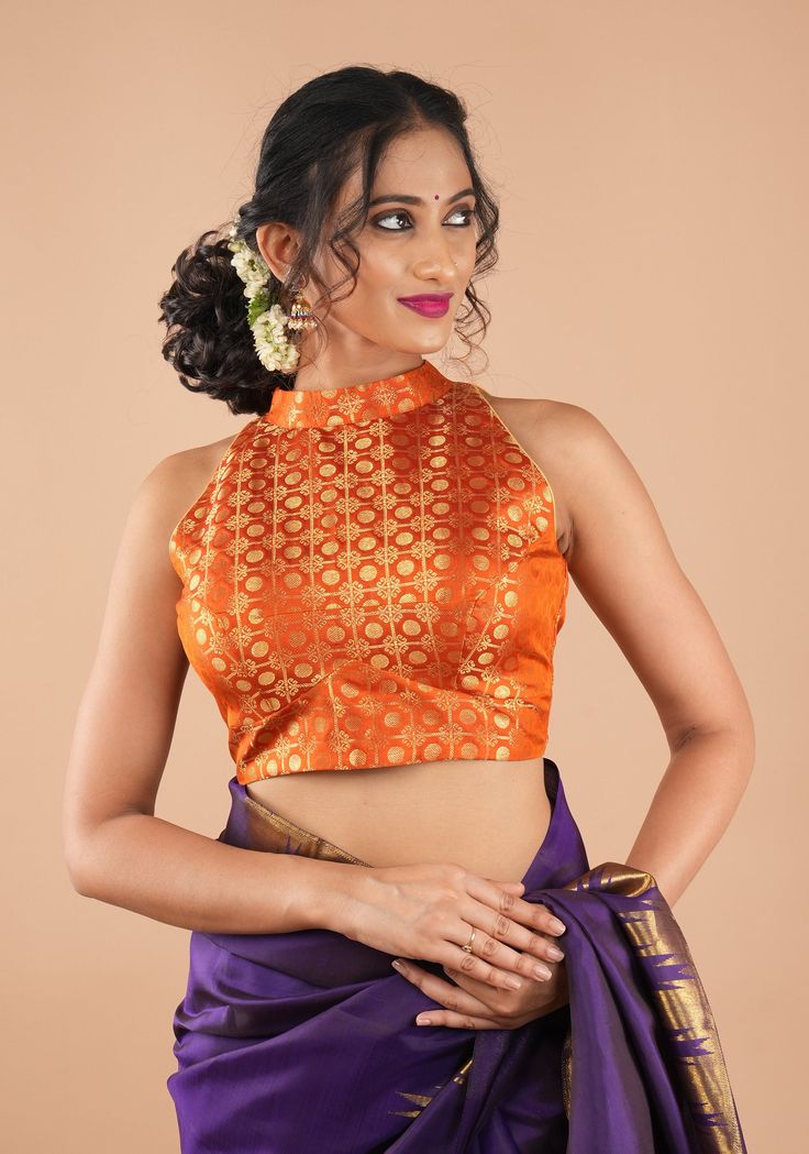 Silk halter neck blouse
