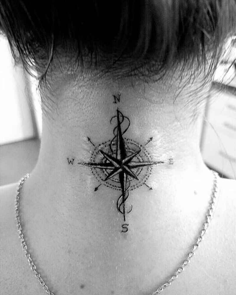 Simple-compass-tattoo-on-neck-simple-tattoos-for-girls