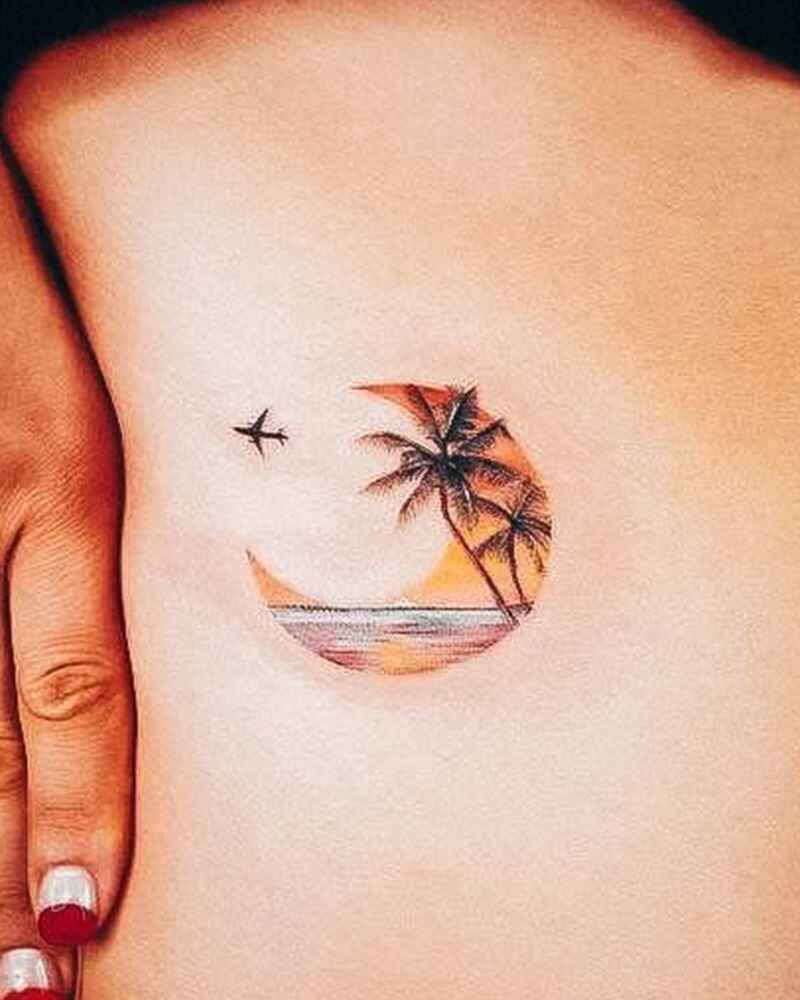 Tropical-scene-simple-tattoos-for-girls