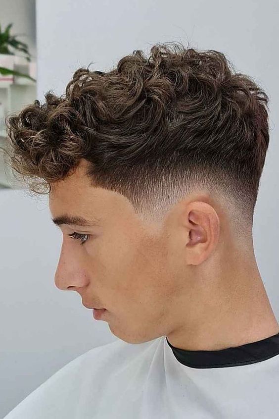 curly short fade haircut