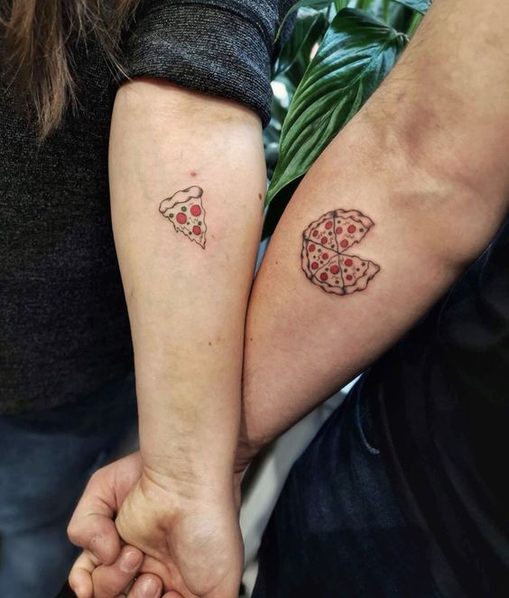pizza couple tattoo