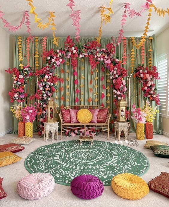 Chic decor for mehndi ceremony