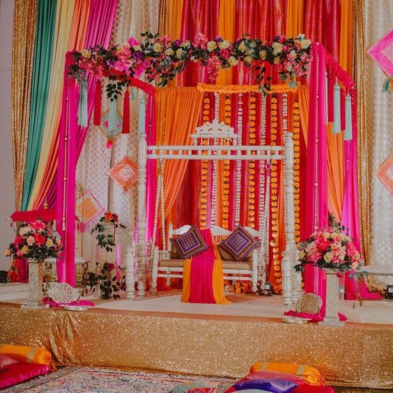 Colourful mehndi setup inspo