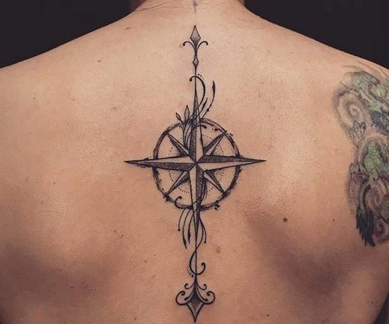 Compass needle tattoo design