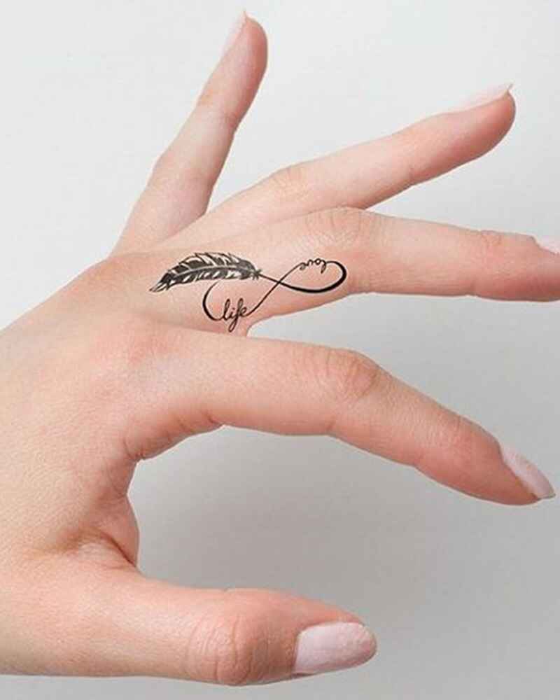 Feather-infinity-symbol-finger-tattoos-for-girls