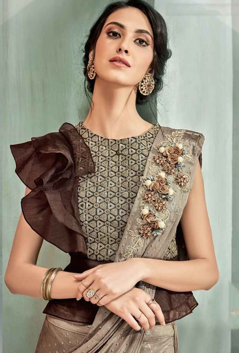 High-neck-elegance-with-ruffle-sleeves