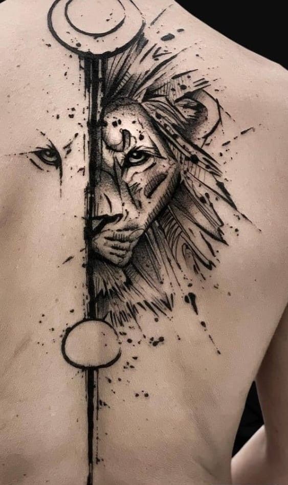 Lion back tattoo