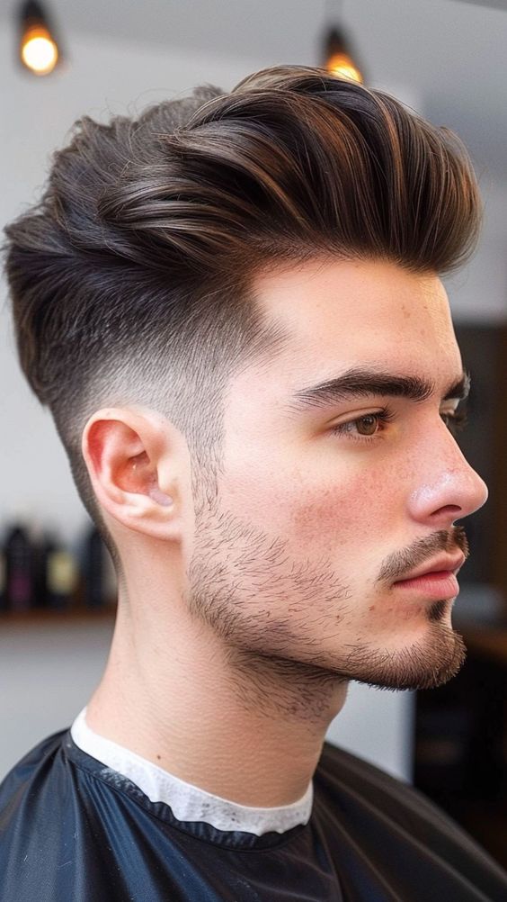 Modern pompadour with fade