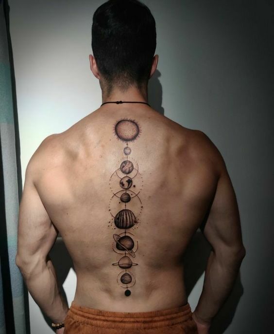 Planet spine tattoo ideas