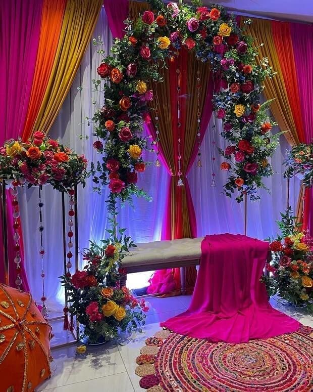 Royal decoration for mehndi function at home