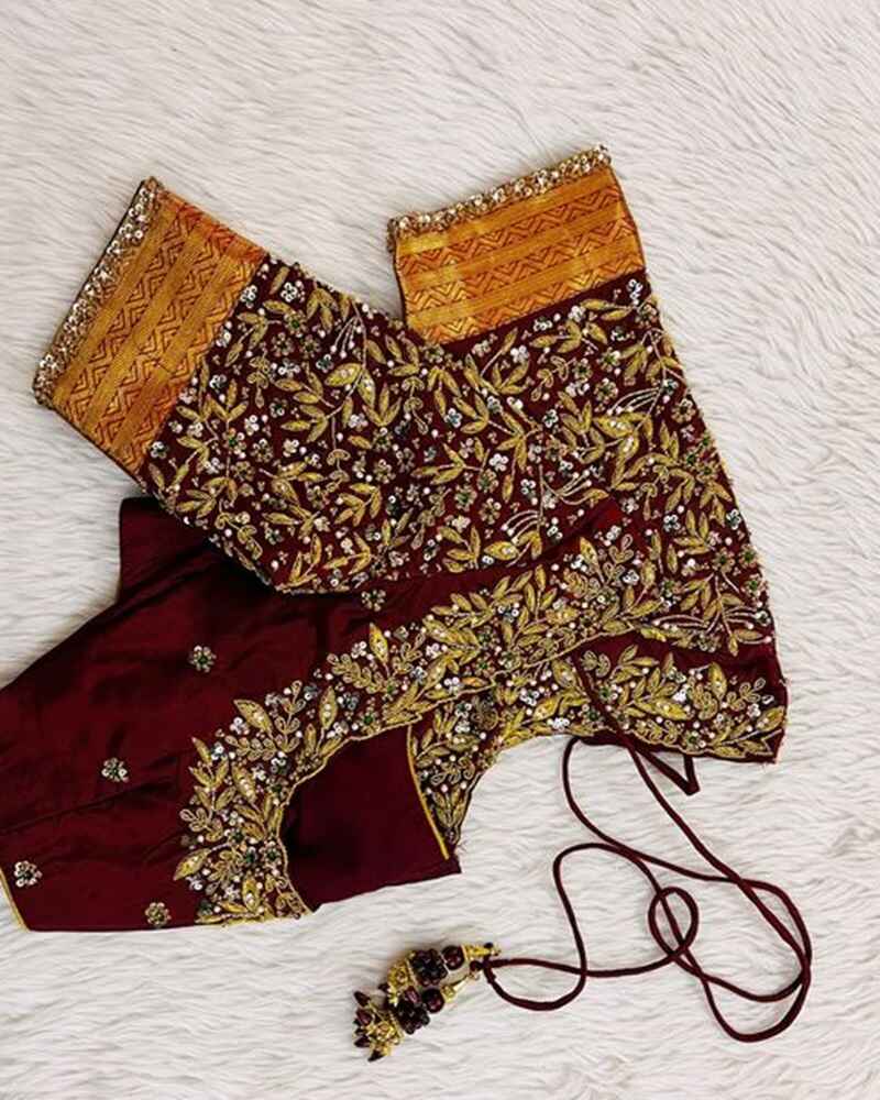 Sequin-embellished-marriage-bridal-maggam-work-blouse-designs