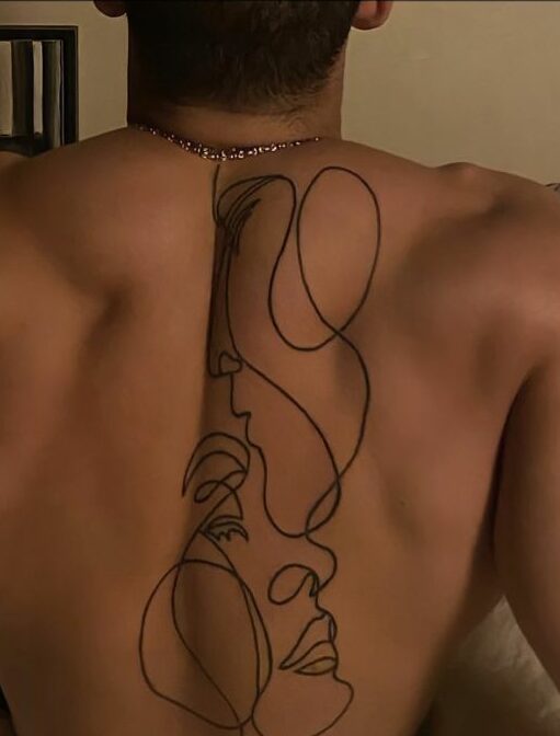 Single line tattoo back