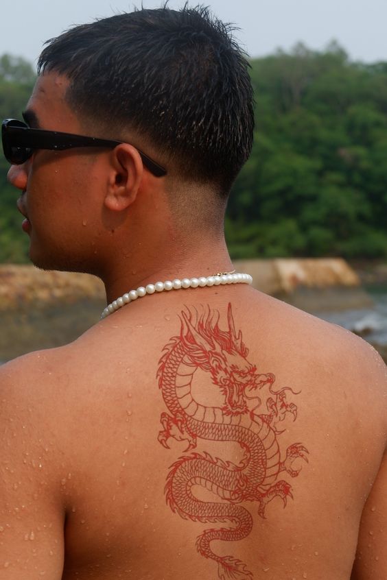 Snake dragon tattoo for back