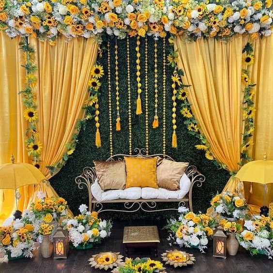 Sunflower mehndi mandap decoration