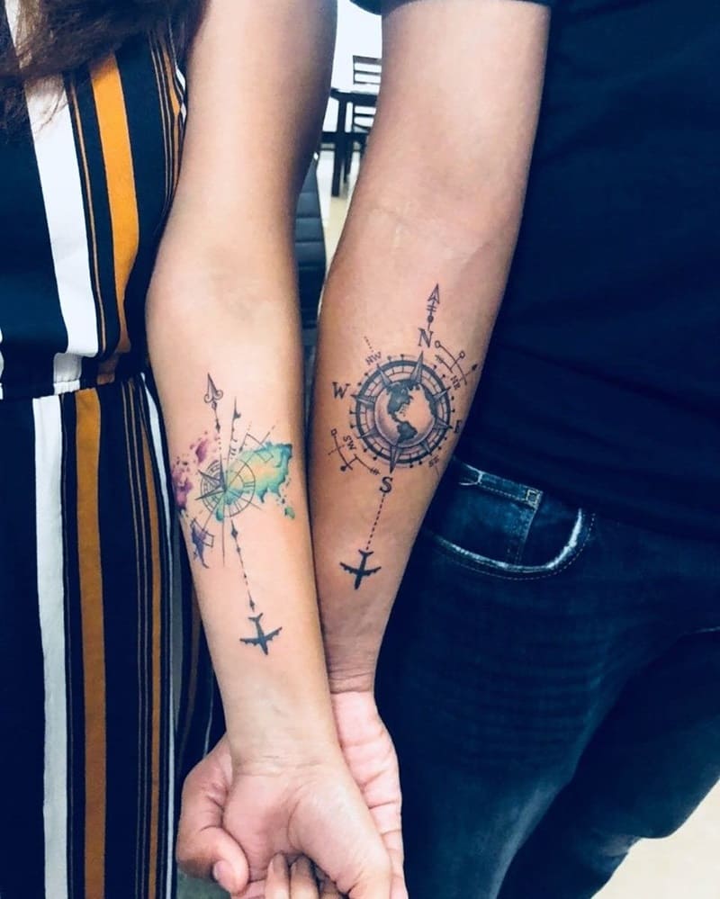 TRavel couple tattoo